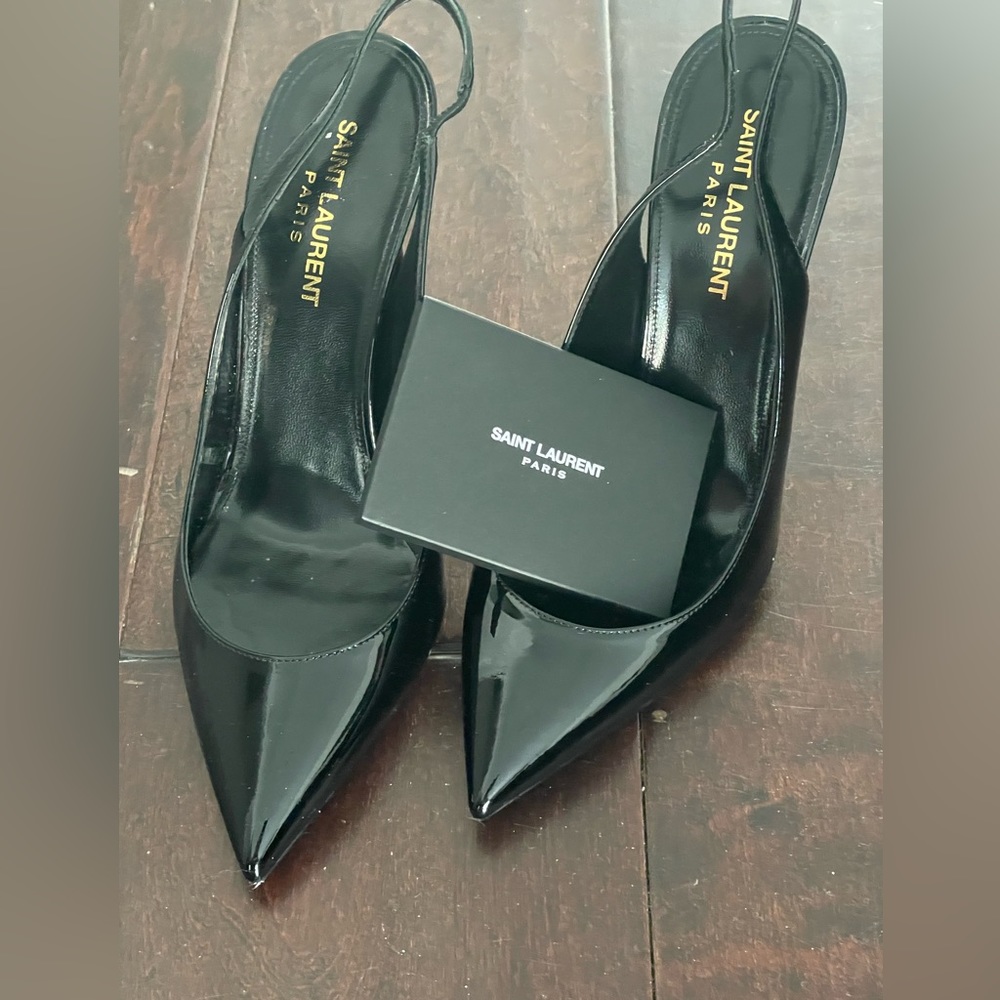 YSL heels / 4 inch heel / slingback / worn once / authentication included / 37.5